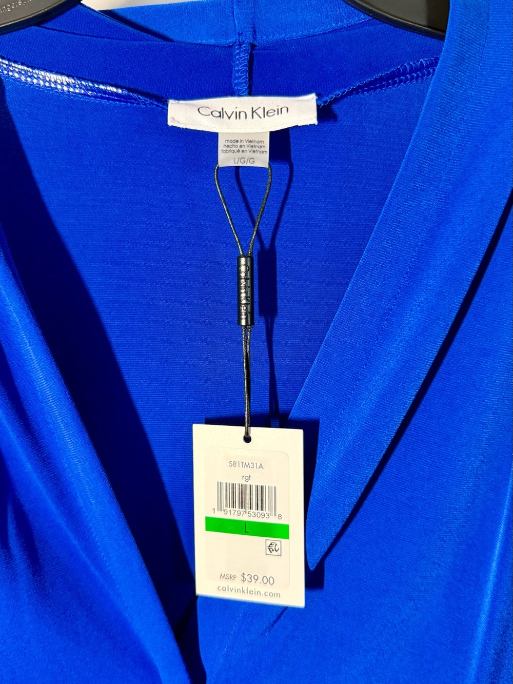 Calvin Klein Sleeveless V-Neck Camisole in Cobalt Blue - Picture 2 of 3